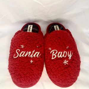 Dearfoams Santa Baby Red Slippers